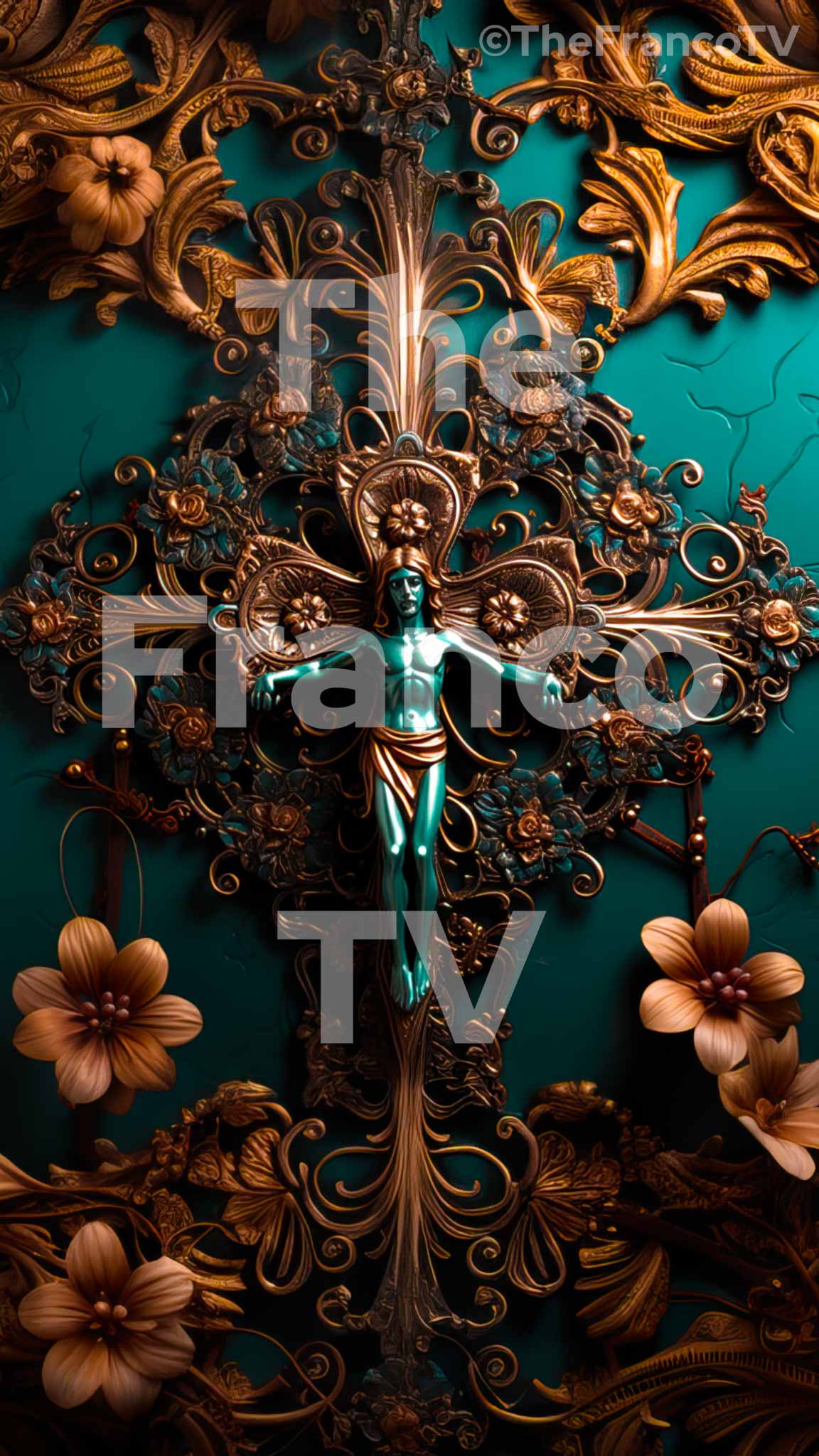 Flowerish Bronze Crucifixion view 2